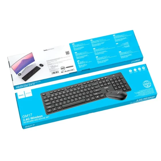 Πληκτρολόγιο και Ποντίκι Hoco GM17 Wireless Business Set Full Size, 104 Πλήκτρα 2.4GHz USB Dongle Μαύρο - Image 9
