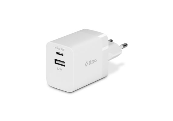 SmartCharger™ PD Duo 45W USB-C+USB-A Ταχυφορτιστής Ταξιδιού