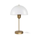 GAZETA 203-0304 Μοντέρνο Επιτραπέζιο Φωτιστικό Πορτατίφ με Ντουί 1 x E27 AC 220-240V IP20 - Λευκό Δίαφανο & Μπρονζέ - Μ25 x Π25 x Υ39cm
