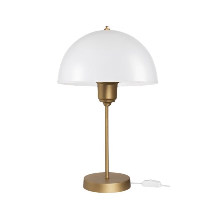 GAZETA 203-0304 Μοντέρνο Επιτραπέζιο Φωτιστικό Πορτατίφ με Ντουί 1 x E27 AC 220-240V IP20 - Λευκό Δίαφανο & Μπρονζέ - Μ25 x Π25 x Υ39cm