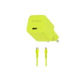 SmartCharger GAN 20W PD Ταχυφορτιστής Ταξιδιού USB-C - Lightning Καλώδιο 120cm, Neon Κίτρινο