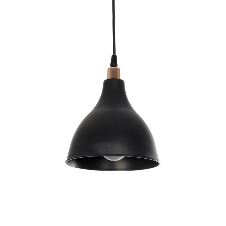 RADE 203-0124 Μοντέρνο Κρεμαστό Φωτιστικό Οροφής με Ντουί 1 x E27 AC 220-240V IP20 - Μαύρο & Χάλκινο - Μ18.5 x Π18.5 x Υ23cm