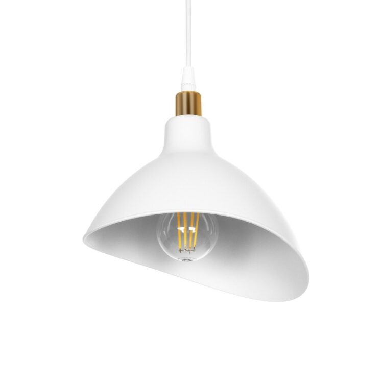 RIVE 203-0141 Μοντέρνο Κρεμαστό Φωτιστικό Οροφής με Ντουί 1 x E27 AC 220-240V IP20 - Λευκό & Χρυσό - Μ22 x Π20 x Υ22cm