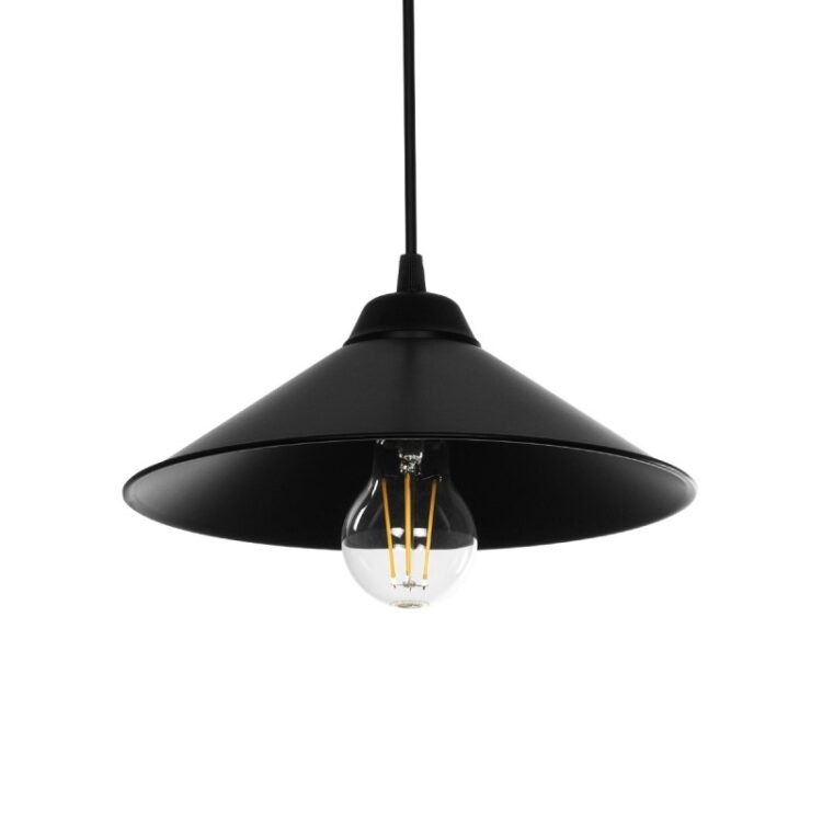 FONTE 203-0080 Μοντέρνο Κρεμαστό Φωτιστικό Οροφής με Ντουί 1 x E27 AC 220-240V IP20 - Μαύρο - Μ25.5 x Π25.5 x Υ10cm