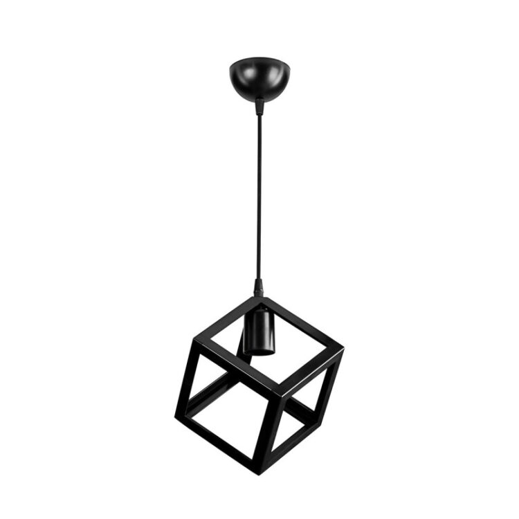 DISE 203-0274 Μοντέρνο Κρεμαστό Φωτιστικό Οροφής με Ντουί 1 x E27 AC 220-240V IP20 - Μαύρο - Μ28 x Π28 x Υ29cm